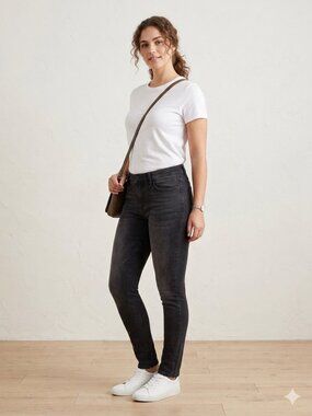 Buffalo David Bitton Women's Dark Black Curvy Fit Skinny Jeans faded wash Sz: 30